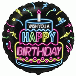 Neon Happy Birthday 80's Party Balloon